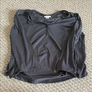 H&M Ruched Gray 3/4 Sleeve Blouse